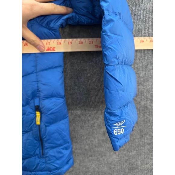 LL Bean Kids Ultralight 650 Down Hooded Jacket Blue Puffer Coat L 14-16 507404 - Picture 8 of 10